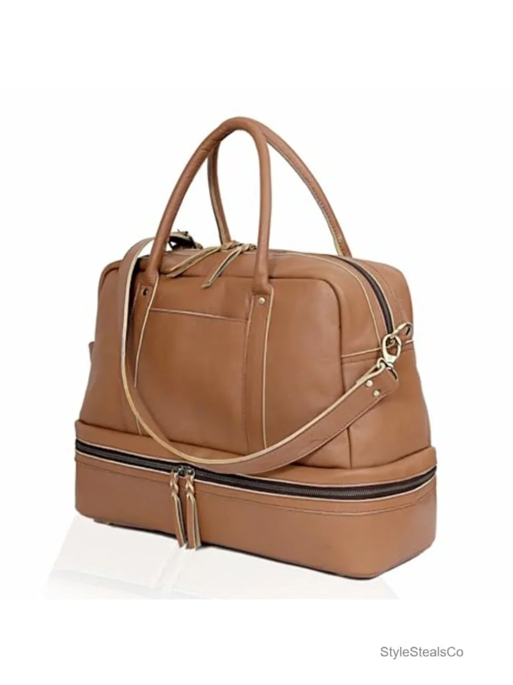 Genuine Hair-On Cowhide Leather Duffel Bag - Weekender Travel Overnight Gym Bag